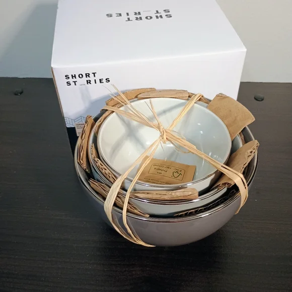 Gray and White Bowl Set - Picture 6 of 6